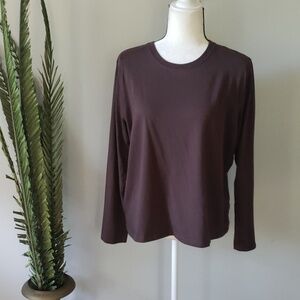 Cato brown long sleeve crew neck tee